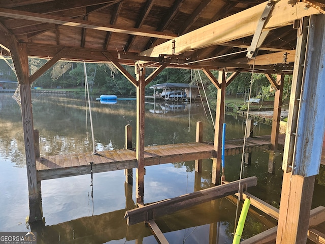 view of dock featuring a water view