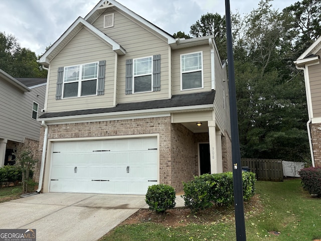 view of front of house with a garage