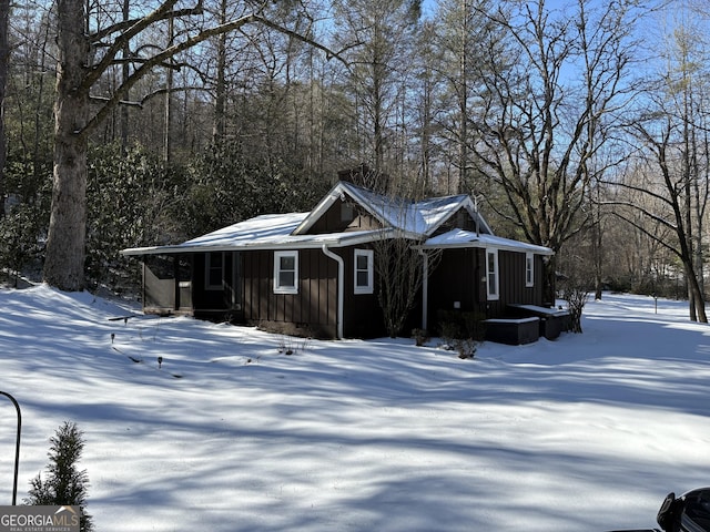 view of snow covered exterior