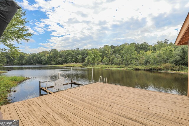 dock area featuring a water view