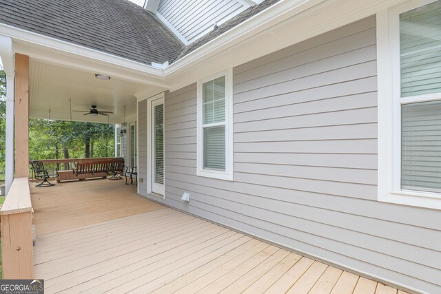 deck featuring ceiling fan