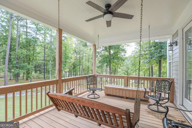 deck featuring ceiling fan