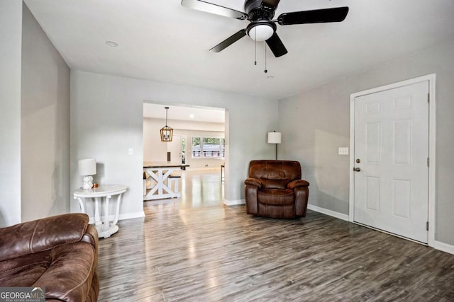 living area featuring hardwood / wood-style flooring