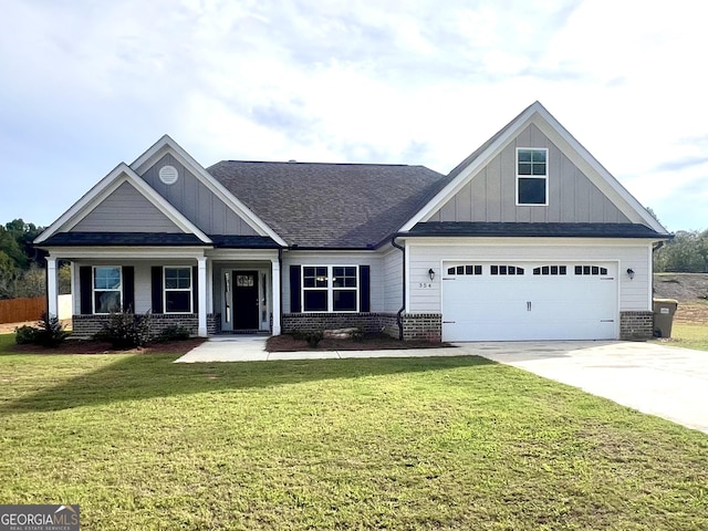 craftsman-style home with a front yard