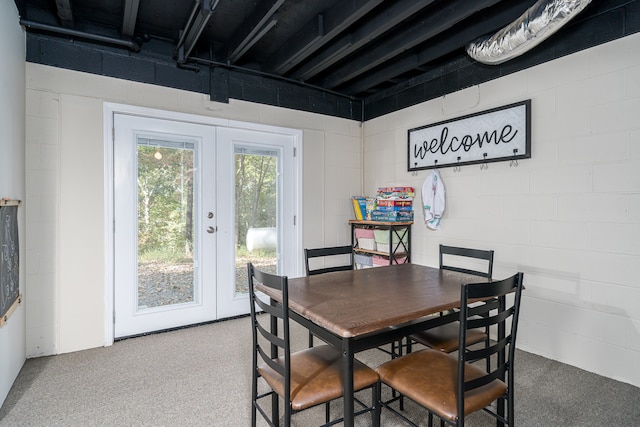 dining space with french doors