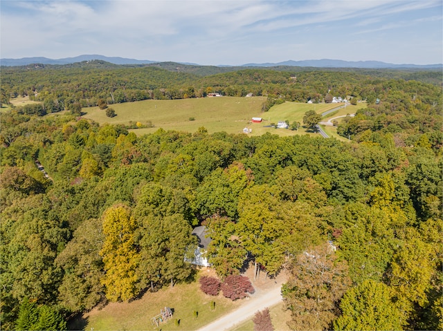 aerial view with a mountain view