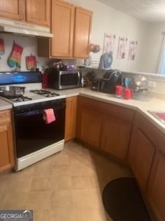 kitchen featuring white stove