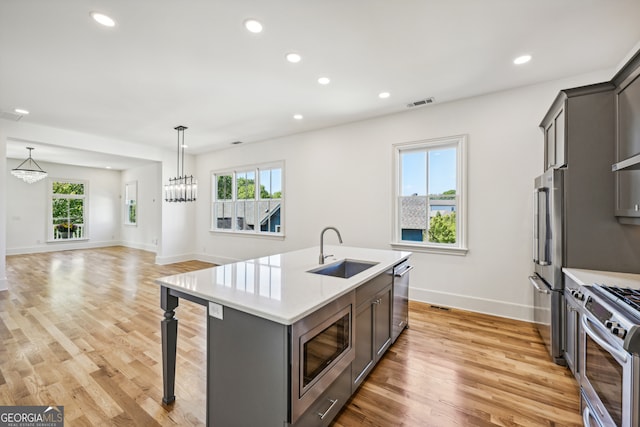 kitchen featuring a wealth of natural light, sink, and high quality appliances