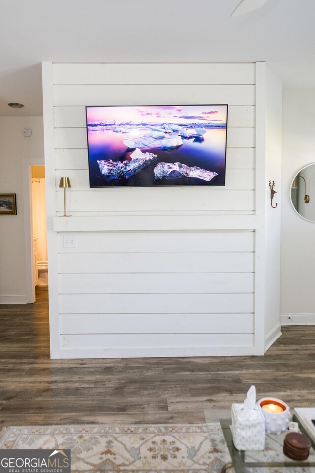 living room featuring dark hardwood / wood-style flooring