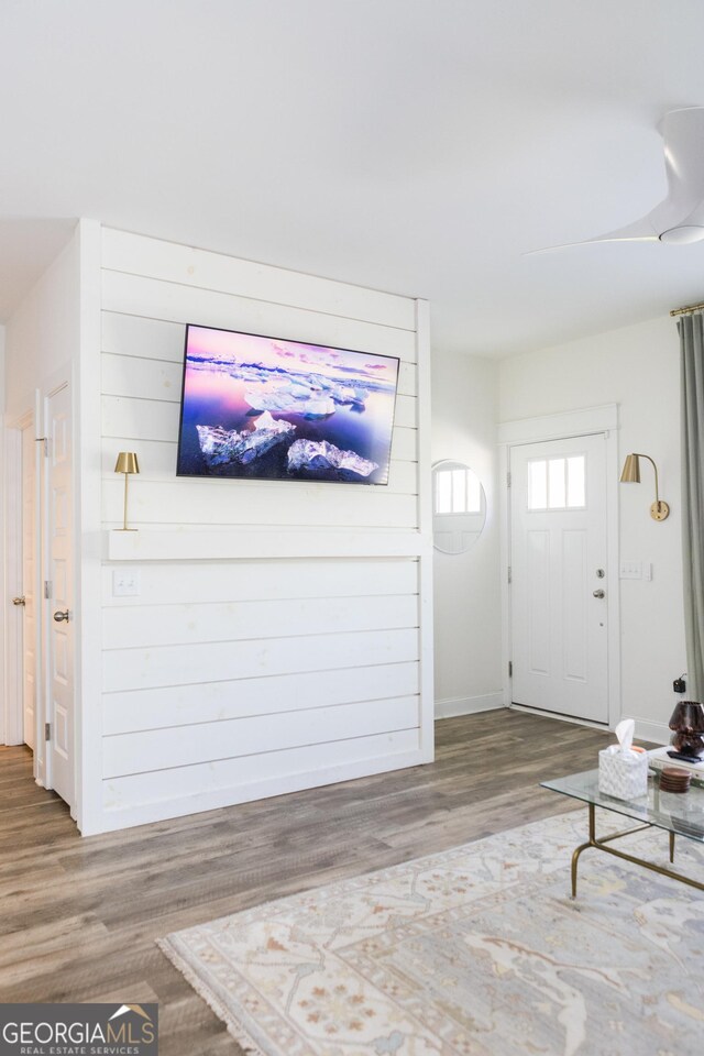 entryway featuring hardwood / wood-style flooring