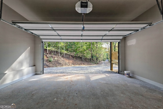 garage with a garage door opener