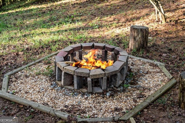 details featuring a fire pit