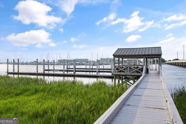 view of dock featuring a water view