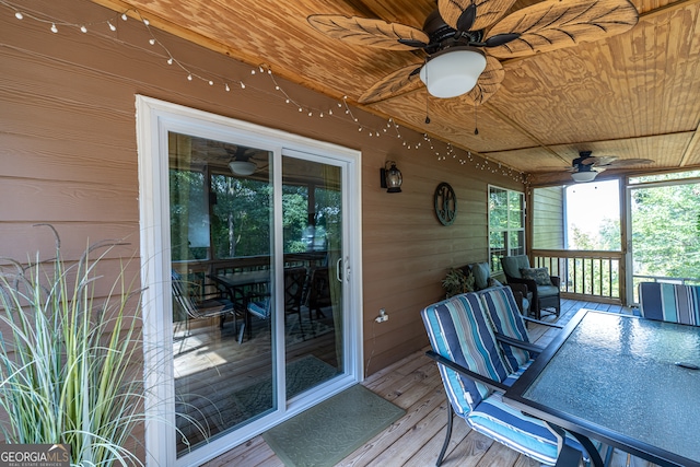 deck featuring ceiling fan