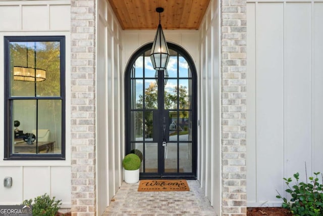 view of exterior entry with french doors