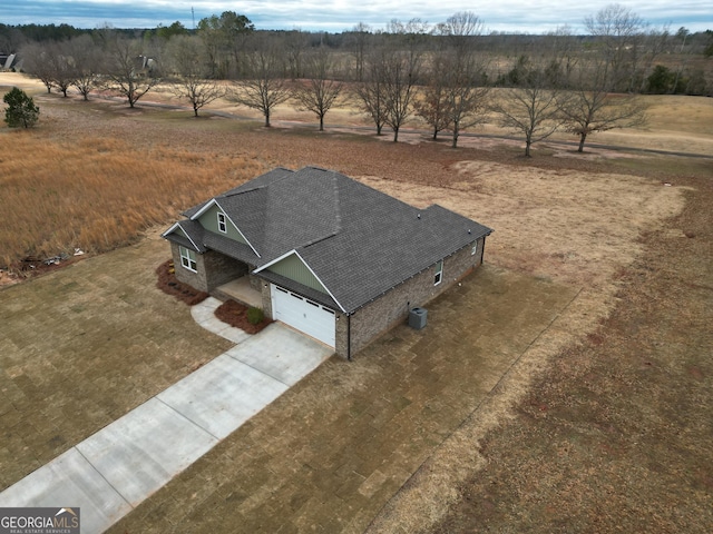 drone / aerial view featuring a rural view