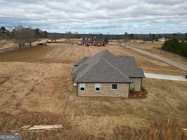 aerial view featuring a rural view