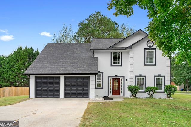 view of front of home with a front lawn