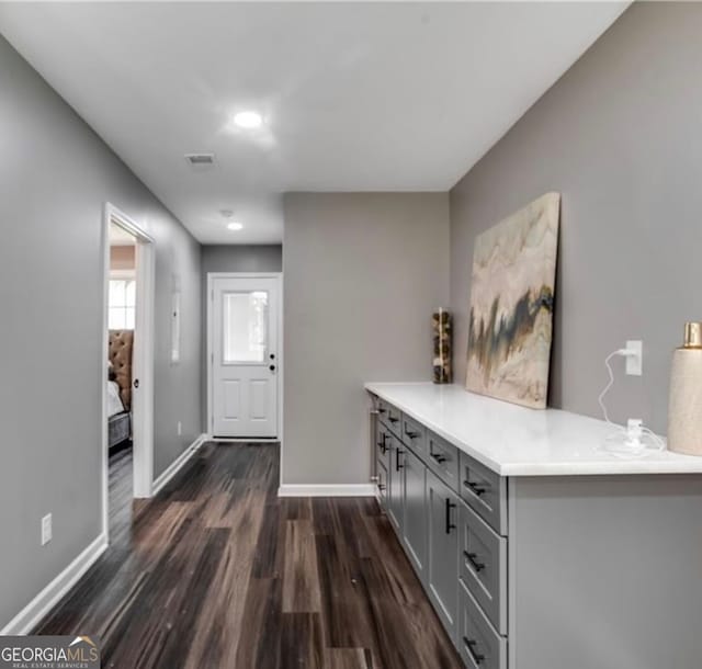 interior space featuring dark hardwood / wood-style floors