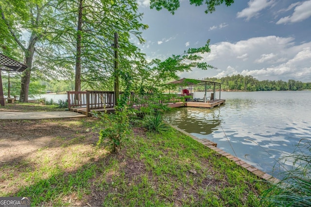 dock area featuring a water view