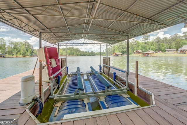 view of dock featuring a water view