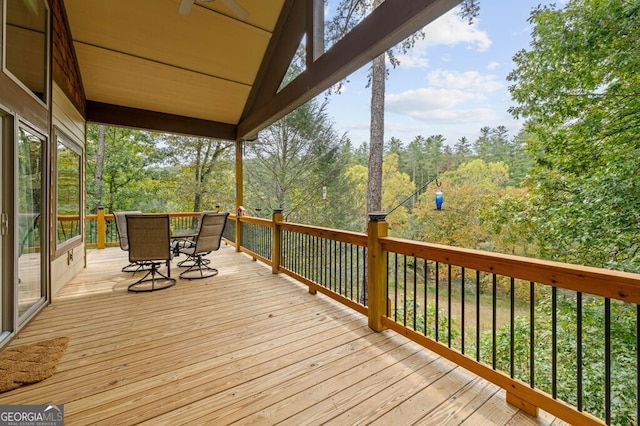 292 Silver Fox Trl, Blue Ridge, GA 30513 - wooden terrace featuring outdoor dining space