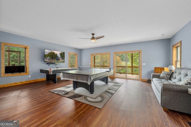 292 Silver Fox Trl, Blue Ridge, GA 30513 - playroom with wood finished floors, ceiling fan, and baseboards