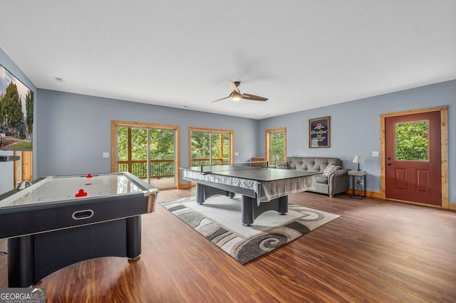 292 Silver Fox Trl, Blue Ridge, GA 30513 - rec room with ceiling fan, wood finished floors, plenty of natural light, and baseboards