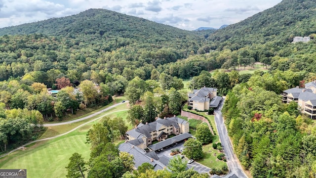 aerial view featuring a mountain view