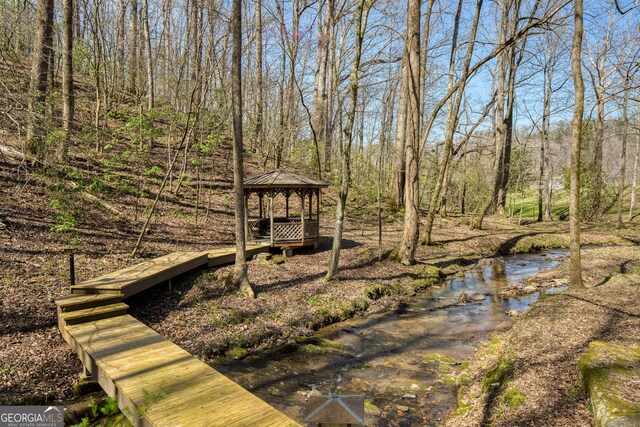 exterior space featuring a gazebo