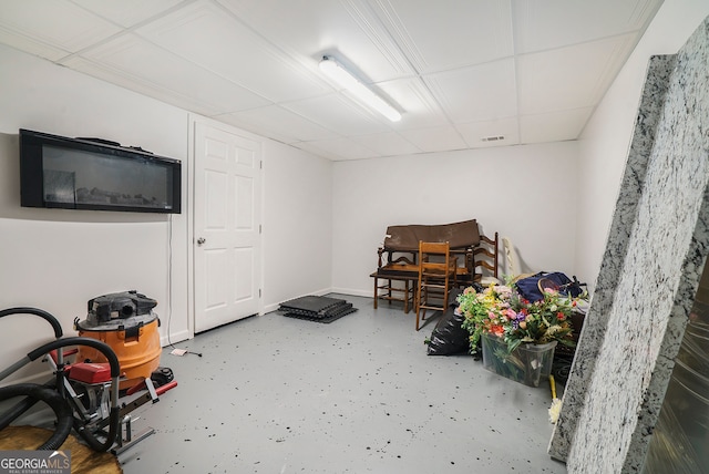 basement with a drop ceiling