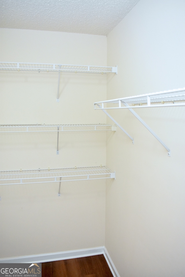 walk in closet featuring dark wood-type flooring