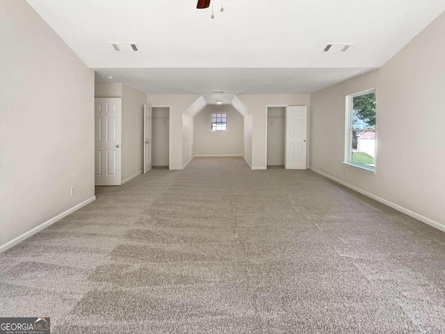 carpeted empty room with ceiling fan