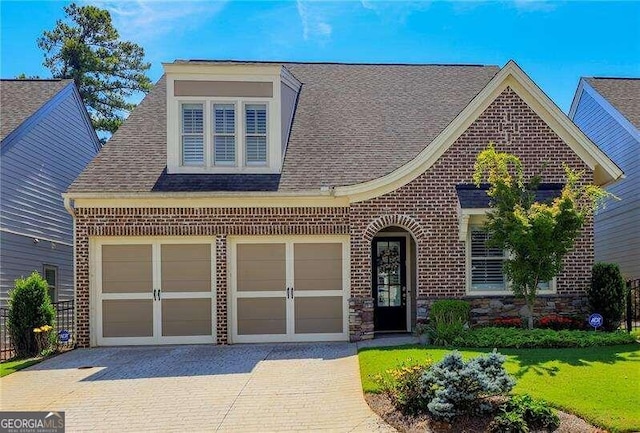 view of front facade featuring a garage and a front yard