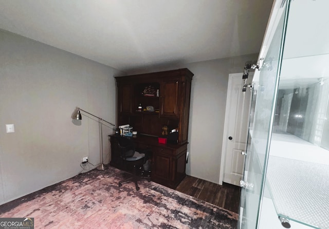 office area featuring dark hardwood / wood-style floors