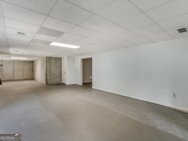 basement with a drop ceiling