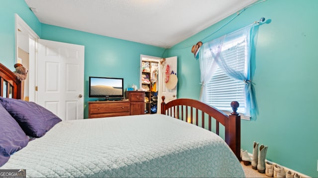 carpeted bedroom featuring multiple windows