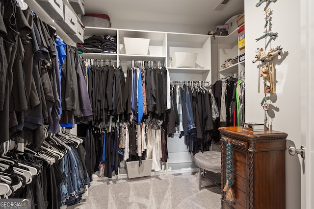 spacious closet featuring carpet flooring