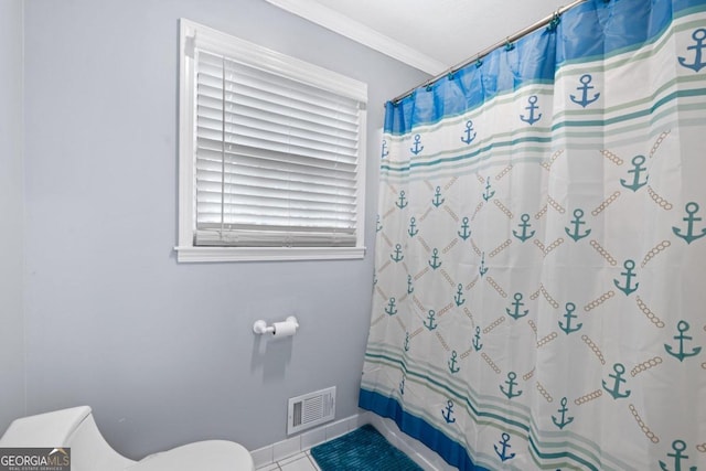 1011 Sugar Hill Way, Buckhead, GA 30625 - full bath featuring toilet, baseboards, visible vents, and ornamental molding