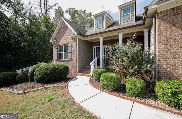 property entrance with a porch