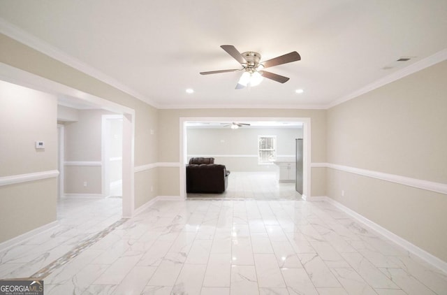 hallway with crown molding