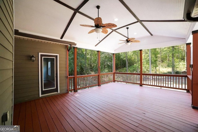 deck featuring ceiling fan