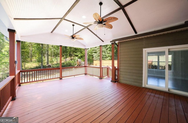 deck featuring ceiling fan