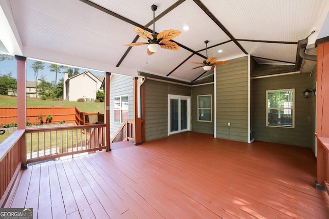 deck with ceiling fan