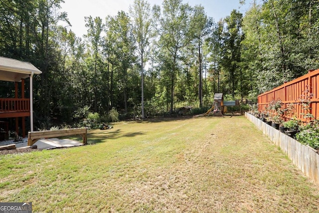 view of yard with a playground