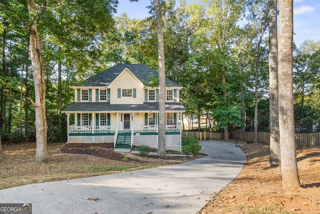 view of front of home featuring covered porch