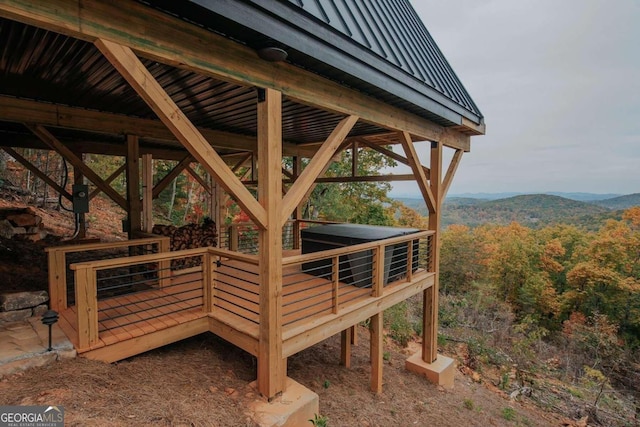 deck with a mountain view