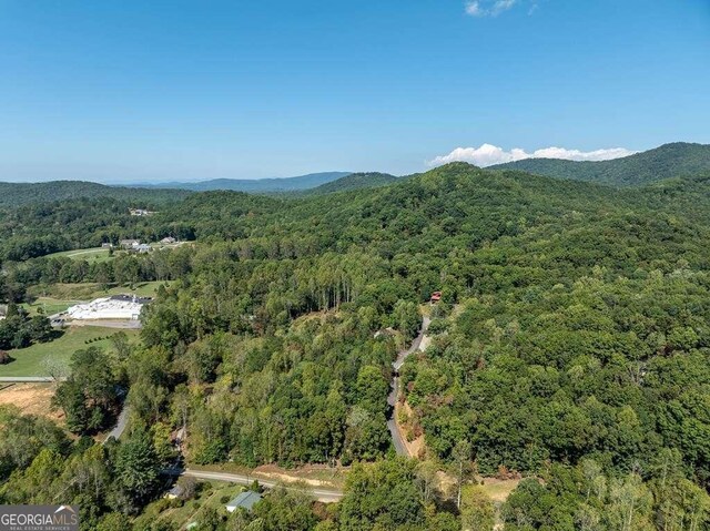 drone / aerial view featuring a mountain view