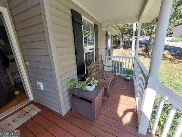 wooden deck with covered porch