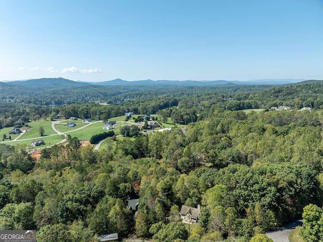 aerial view with a mountain view